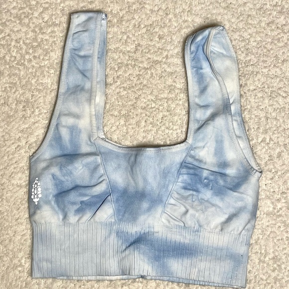 Free people fp movement good karma square neck bra in blue tie dye - Picture 3 of 6